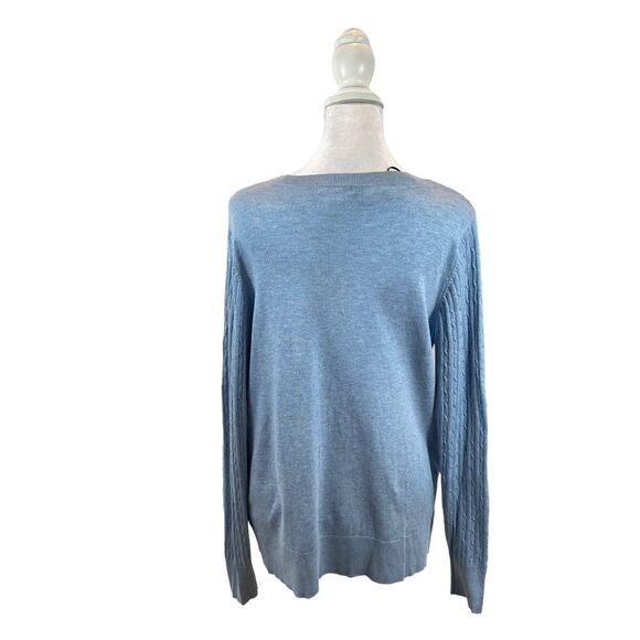 H&M Ladies Cable Knit V Neck Light Blue Sweater Size Large - Picture 4 of 8